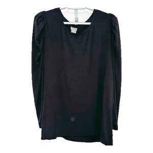 Chico’s Black Puff Sleeve Blouse Size XL Stretch Knit Top Stretch Knit